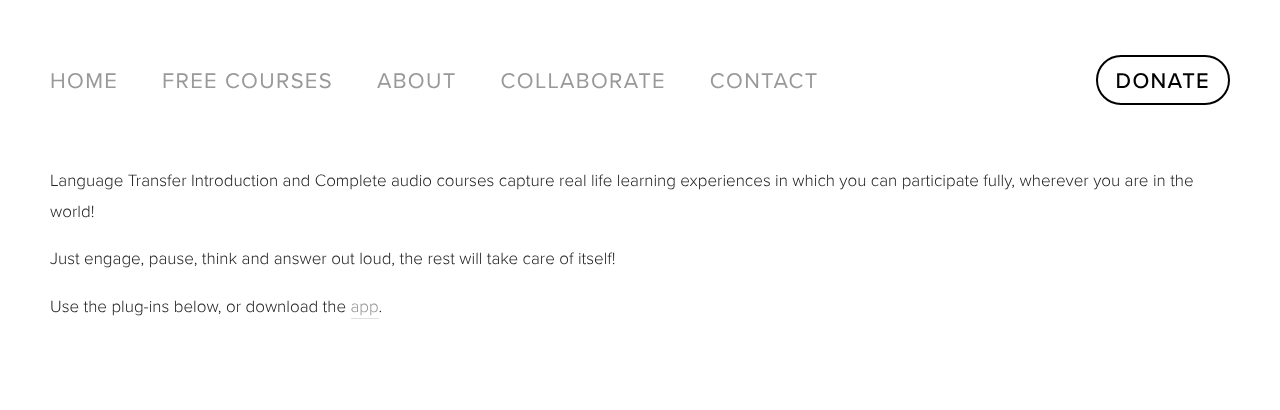 Language Transfer public page explaining its free audio courses