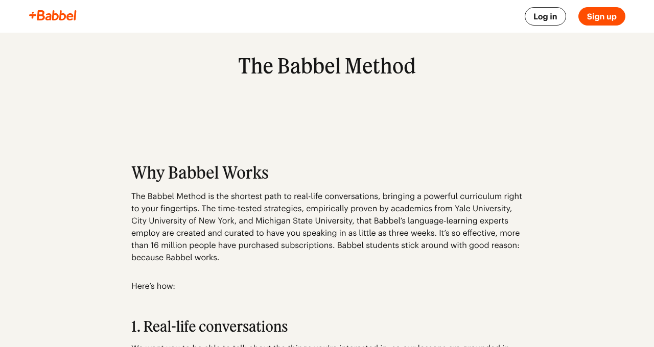 Babbel Method public page explaining its short real-life conversation lessons
