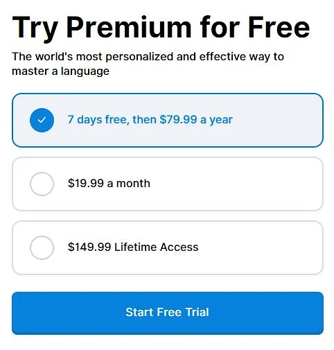 Langotalk pricing page with three subscription plan tiers and feature comparisons