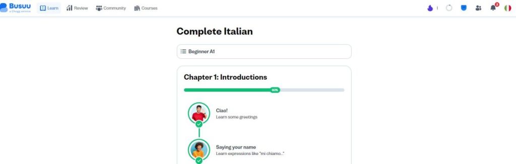 Italian course in Busuu