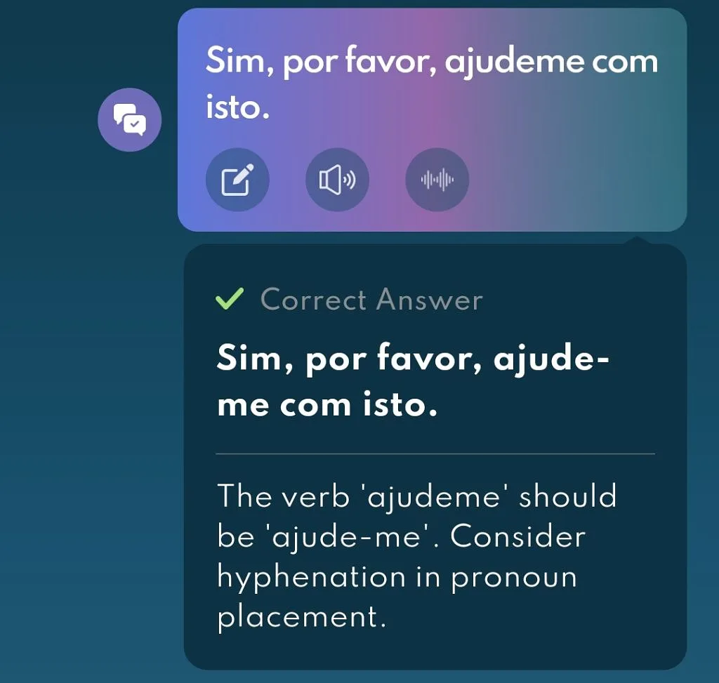 Jumpspeak gives real-time feedback on your answers