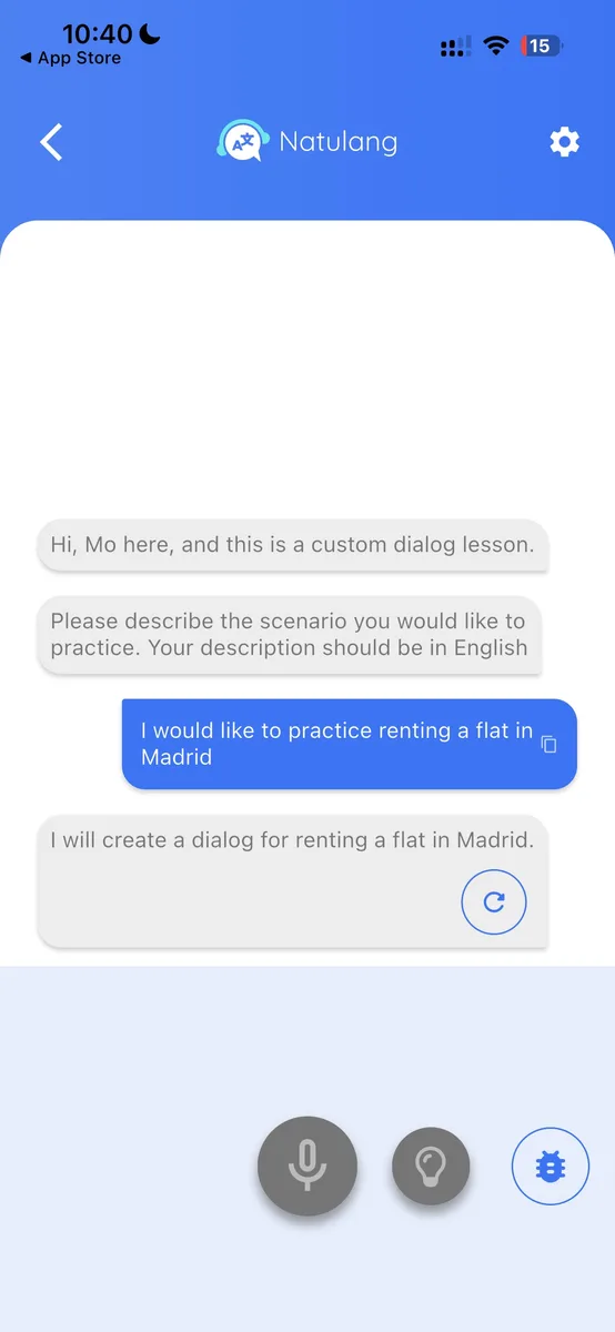 Natulang accepting a request to practice renting a flat in Madrid
