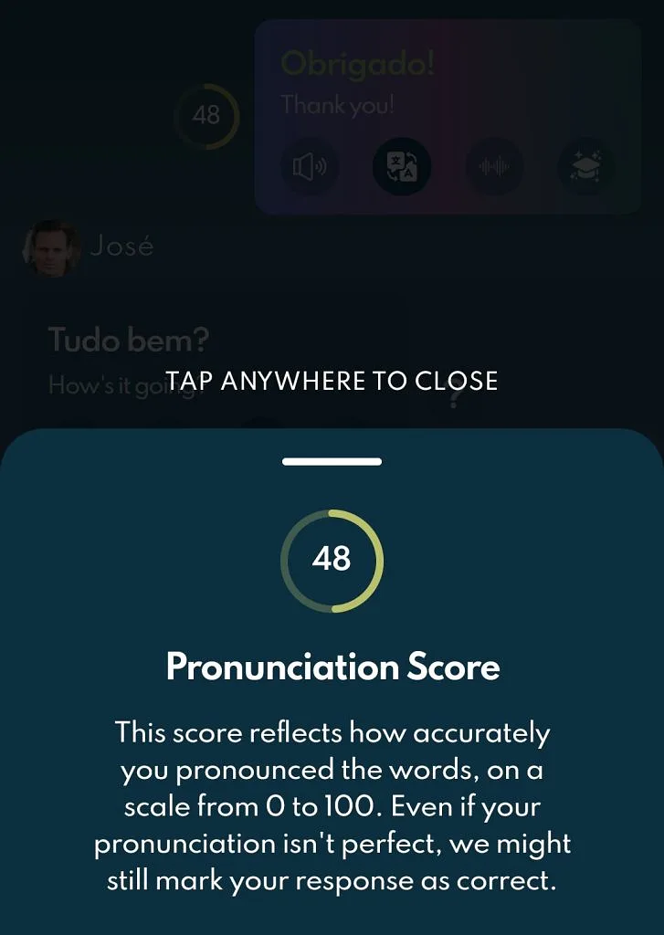 Your pronunciation will be scored on a scale of 0 to 100
