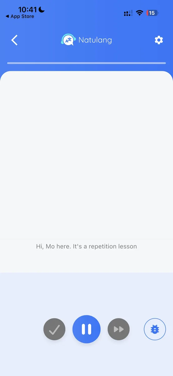 Natulang repetition lesson opened after a phrase was saved