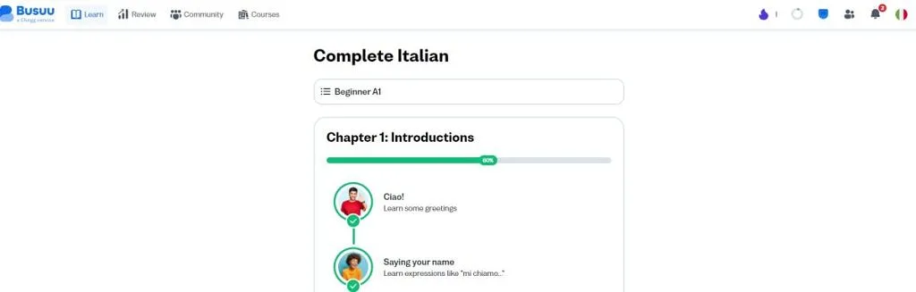 Italian course in Busuu