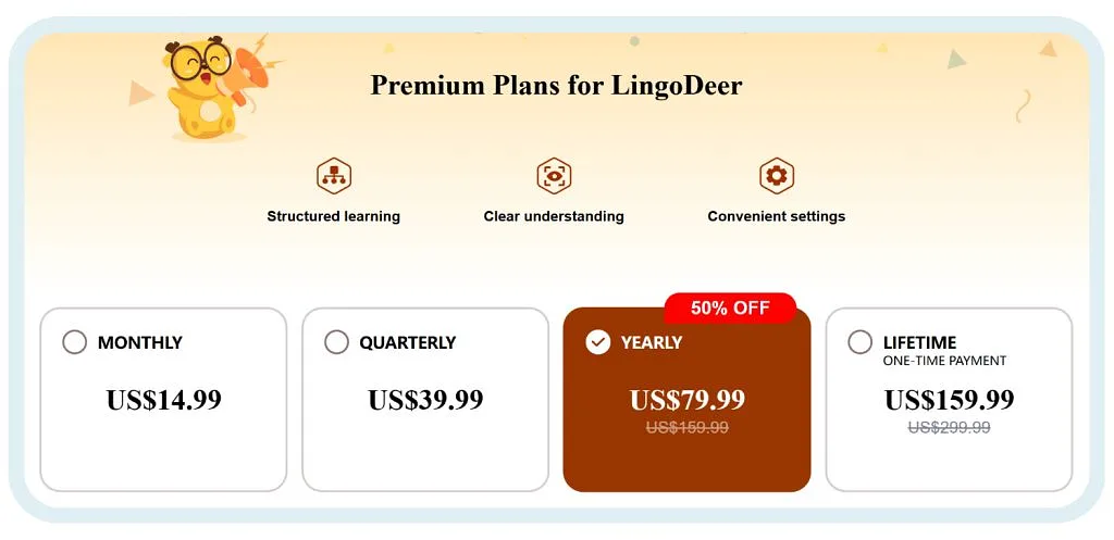 LingoDeer offers various subscription options.