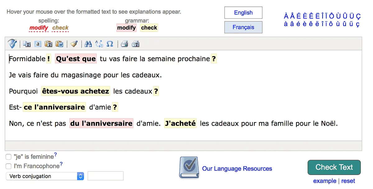 bonpatron French grammar check
