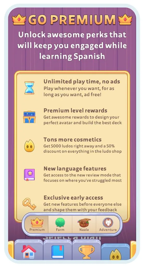 Premium perks of Lingo Legend