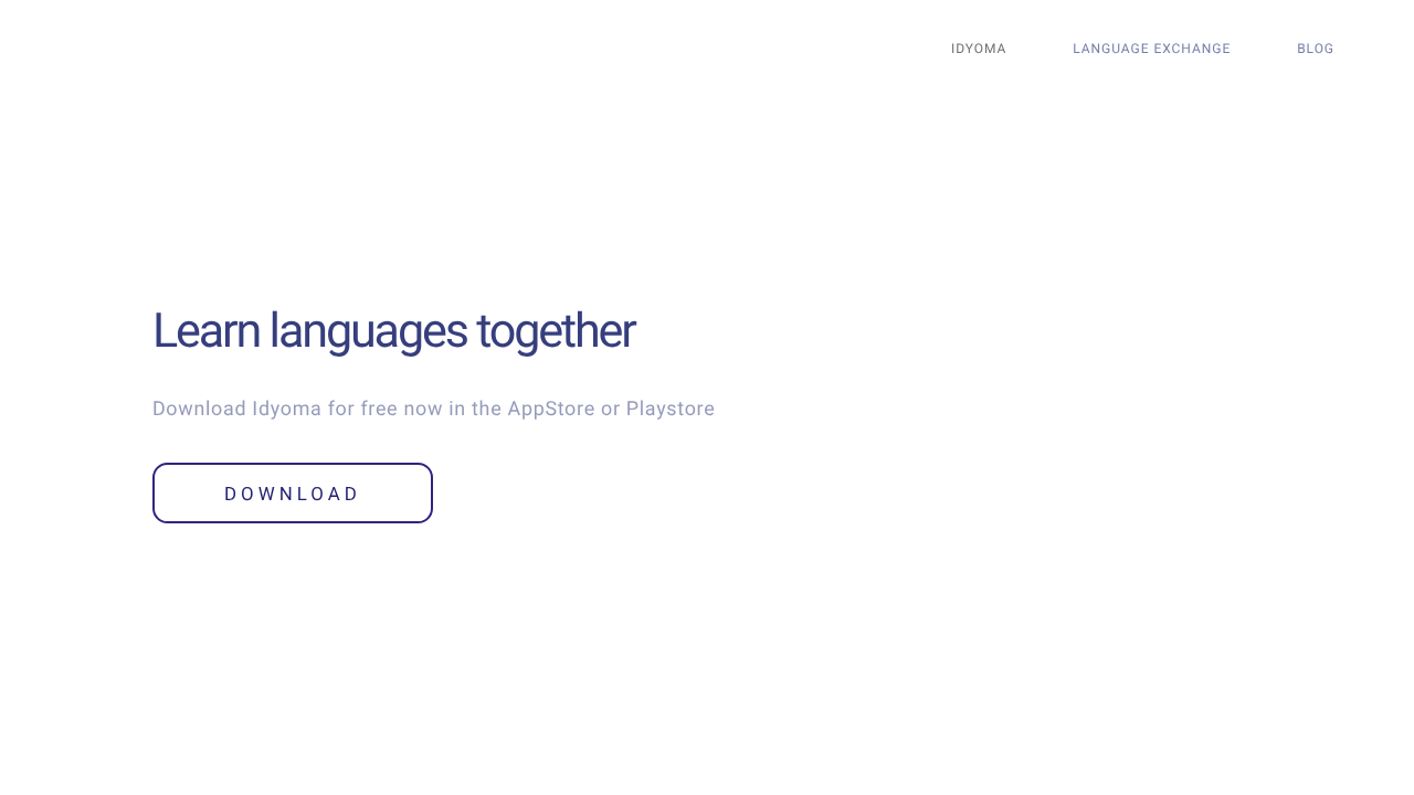 Idyoma official website describing social language exchange